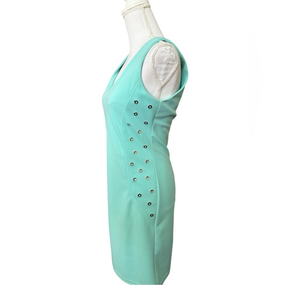 NWT Nana Baila Sleeveless Fit-and-Flare Mini Dress with Grommets. Turquoise. M - Picture 3 of 10